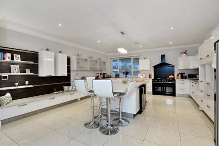 Modern white kitchen with island